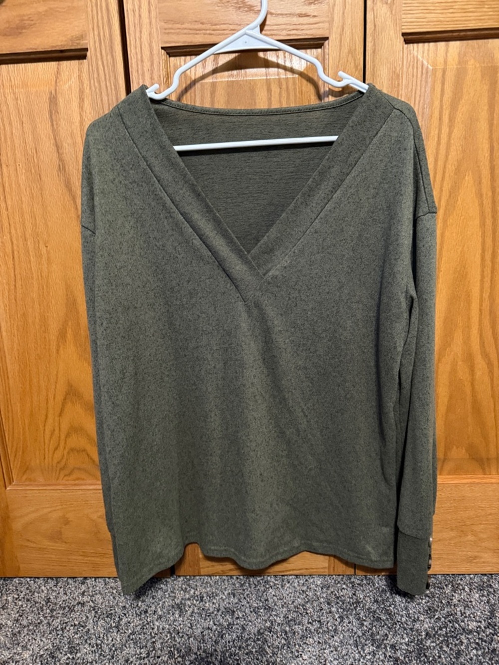 SHEIN Olive Green V-Neck Women's Top
